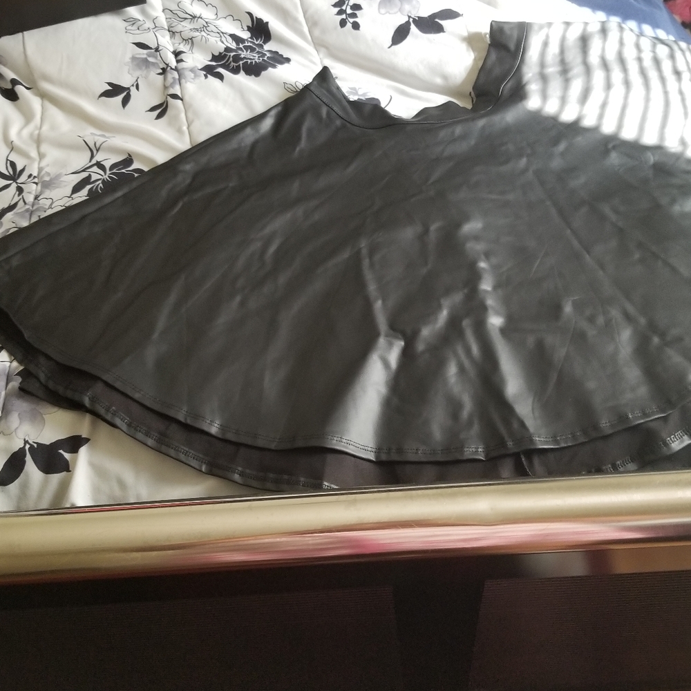 Black faux leather skirt